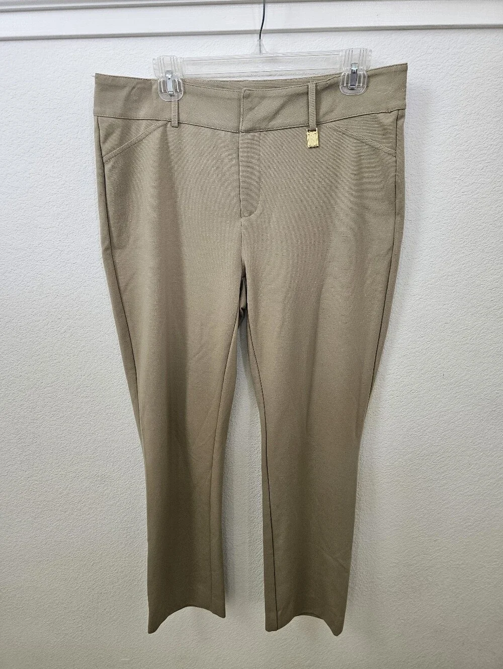 Michael Kors Camel Beige Stretch Ankle Trousers Workwear Pants Size 12 Hemmed